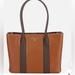Michael Kors Bags | Michael Kors Austin Pebble Leather Signature Logo Stripe Large Tote Bag Luggage | Color: Brown/Tan | Size: Os