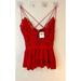 Free People Tops | Free People Adella Cami Top Lace Strappy Tiered Intimately Cherry Red Small Nwt | Color: Red | Size: S