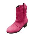 LOSVIP Casual Shoes Retro Boots Comfortable Roman Boots Large Size Slip Up Low Heeled Womens Boots Women Boots Low Heel (Pink, 6.5)