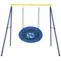 Maxmass Heavy Duty Swing Frame, Kids Swing Set with Saucer Swing, Indoor Outdoor Single Swing A Frame for Backyard Garden Park Playground (Yellow Swing Frame and Whale Swing)