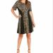 Michael Kors Dresses | Michael Kors Tan Black Jaguar Animal Cat Print Short Sleeve Shift Dress | Color: Black/Tan | Size: L