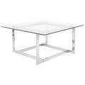 Beliani Coffee Table Clear Tempered Glass Square Tabletop Metal Silver Base Crystal