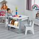 Liberty House Toys Kids Table and Chair Set with Storage, White and Grey Bookshelf, 2-in-1 Play Set, Wooden, TF6266,H510 x W600 x D600mm