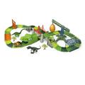 Amagogo Dinosaur Track Toy Set, Flexible Track Toy Set with Dino Car, Create Dinosaur World Road Race, Dinosaur Toys Track for Kids, 150 tracks