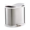 Joseph Joseph Split 6 Litre - Bathroom Pedal Waste and Recycling Bin, Dual Compartment, Stainless Steel