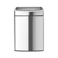 Brabantia Wall-Mounted Rectangular Touch bin 10 Litre, Fingerprint Proof Matt Steel