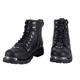 Black Men's Motorcycle Boot For Riding PU Leather Combat Boots For Men Waterproof Biker Boots with Lace-Up Side Zipper, Black, 10.5