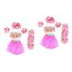 CALLARON 12 Pcs Costumes Girl Summer Outfits Fancy Dresses Flower Necklaces for Women Clothing Hawaiian Outfits for Women Womans Skirt Tie for Dogs Pink Banquet Suit Aldult