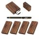 Yaxiny 5 Pack Rectangle Walnut Wood 2.0 USB Flash Drive 16GB USB Disk Memory Stick with Wooden