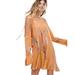 Free People Dresses | Free People Clear Skies Dress Size Small Light Orange Floral Cold Shoulder Tunic | Color: Blue/Orange | Size: S