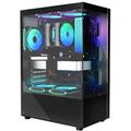 PC CASE M-ATX Gaming PC Cases with 5x120 MM Fans,matx case,itx case, 270° Full View Tempered Glass Mid Tower,Mid-Tower USB 3.0 with Double Tempered Glass Full View Computer Cases Black