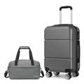 Kono Suitcase Set 2 Piece Luggage Set Carry On Luggage ABS Hard Shell Luggage and Ryanair Holdall Cabin Bag (Grey, 20'' Luggage Set)