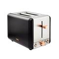 Tower T20036RG Cavaletto 2-Slice Toaster with Defrost/Reheat, Stainless Steel, 850W, Black and Rose Gold