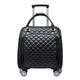 Luggage Trolley Suitcase Leather Softside Underseat Carry On Suitcases Travel Luggage with Spinner Wheels Lightweight Luggage (Color : Black, Size : 18inch)