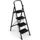 MCZY 3-step/4-step Ladder, Indoor Anti-Slip Foldable Step Ladder Trimming Leaves Stepladder Portable Steel Multifunctional Ladder Stepladder (Color : Black, Size : 4 steps) surprise gift