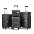 4 Piece Luggage Sets,Hardshell Lightweight Suitcase with Spinner Wheels & TSA Lock,Expandable Carry On Luggage Set,Travel Luggage Set for Women Men Family, Black, 4 Piece Set (, Fashion