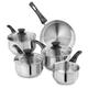 Lewis's Stainless-Steel Pan Set with Glass Lids/Non-Stick/Suitable for All Hob Types Including Induction (5 Piece Set)