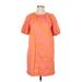 Free Assembly Casual Dress - Mini High Neck Short sleeves: Orange Floral Dresses - Women's Size X-Small