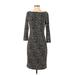 Lauren by Ralph Lauren Casual Dress - Sheath Boatneck 3/4 sleeves: Black Leopard Print Dresses - Women's Size 4