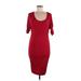 Torrid Casual Dress - Midi Scoop Neck Short sleeves: Burgundy Solid Dresses - Women's Size Medium Plus