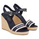 Keilsandalette TOMMY HILFIGER "MONO WEBBING HIGH WEDGE SANDAL" Gr. 37, blau (dunkelblau) Damen Schuhe Sandaletten