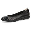 Ballerina CAPRICE, Damen, Gr. 36, schwarz (schwarz, glänzend), Nappaleder, Lackleder, sportlich, Schuhe, Loafer, Slipper, Festtags Schuh mit Lack-Details