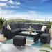 Black+ Gray 6-Piece Outdoor Patio Sectional Sofa Conversation Set