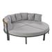 Grey Modern 4-piece Round Outdoor Patio Furniture Set with All-Weather Metal Sectional Sofa and Plush Cushions