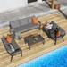 Grey+Low Table Modern Aluminum 5 Pieces Outdoor Sofa Set