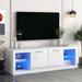 White TV Stand with LED Color Changing Lights, Tempered Glass Shelves and Large Storage Capacity for TVs up to 70 Inches