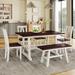 Farmhouse Style 6-Piece Dining Room Table Set, Wood Dining Table Set 4 Chairs and Long Bench for Kitchen Dining Room