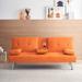 67" Orange Multifunctional Folding Sofa Bed Modern Faux Leather Couch Adjustable Backrest Sofa with Coffee Table and Metal Legs
