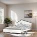 Full Size Wood Platform Bed with House-shaped Headboard, Cream+Walnut