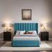 Full Size Storage Bed Velvet Upholstered Platform Bed with Drawer, Blue