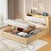 Queen Size Tufted Upholstered Platform Bed with Storage Headboard and Hydraulic Storage System, Modern PU Storage Bed