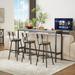 Long Bar Table Set with 3 PU Upholstered Bar Stools,Bar Table and Chairs Breakfast Table,Banquet Hall,63″L x15.7"W x 37.5"H