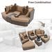 6-piece Patio Outdoor Conversation Round Sofa Set with Tempered Glass Coffee Table, All-weather Handwoven PE Wicker