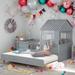 House Shape Twin Size House Low Loft Bed with Four Drawers, Gray