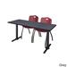 Cain Burgundy and Black Wood/Laminate/Metal 72-inch x 24-inch Training Table with 2 Stackable Chairs