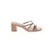 Shein Heels: Slide Chunky Heel Bohemian Tan Solid Shoes - Women's Size 11 - Open Toe