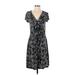 Apt. 9 Casual Dress - Wrap: Black Acid Wash Print Dresses - Women's Size Small
