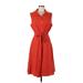 Sharagano Casual Dress - Midi: Orange Solid Dresses - Women's Size 10