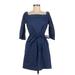 Ann Taylor Casual Dress - Wrap: Blue Dresses - Women's Size 4 Petite