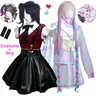 Spiel bedürftige Mädchen Überdosis Cosplay Kostüm Perücke Anime JK Uniform Leder Rock Set Abgrund
