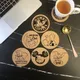 New Fashion Round Cork Coaster Engraved Dumbo Elephant Coffee Mug Drinks Holder for Kitchen Natural