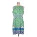 London Times Casual Dress - Shift: Green Print Dresses - Women's Size 8