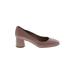 Donald J Pliner Heels: Slip-on Chunky Heel Work Brown Print Shoes - Women's Size 9 1/2 - Round Toe