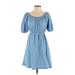 Old Navy Casual Dress - A-Line Boatneck Short sleeves: Blue Print Dresses - Women's Size Small