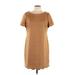 AK Anne Klein Casual Dress - Shift: Brown Solid Dresses - Women's Size Large