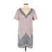 Ann Taylor Casual Dress - Mini V Neck Short sleeves: Pink Dresses - Women's Size Medium